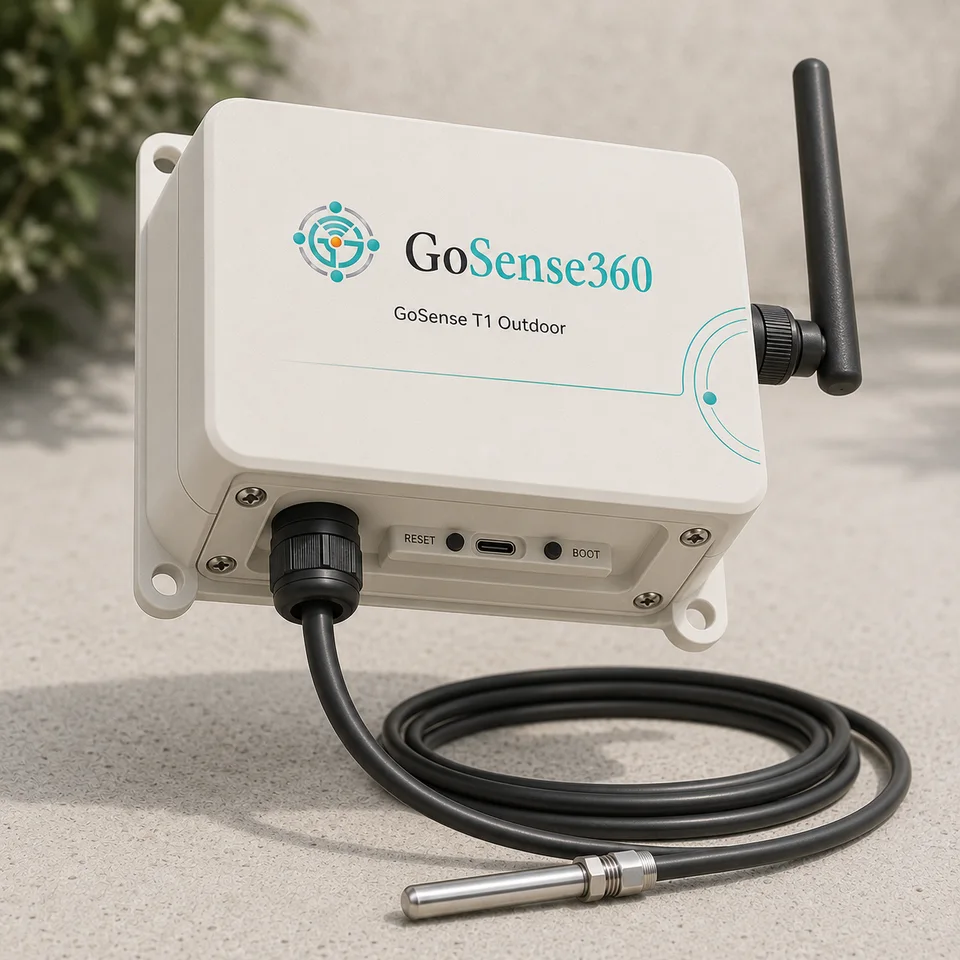 GoSense360 ColdChain outdoor monitoring device and wired probe